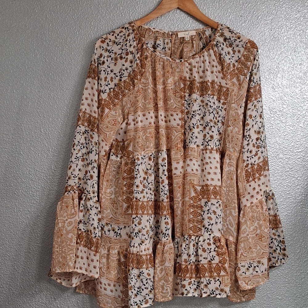 NWT Easel Multi Colored Printed Patchwork Blouse … - image 10